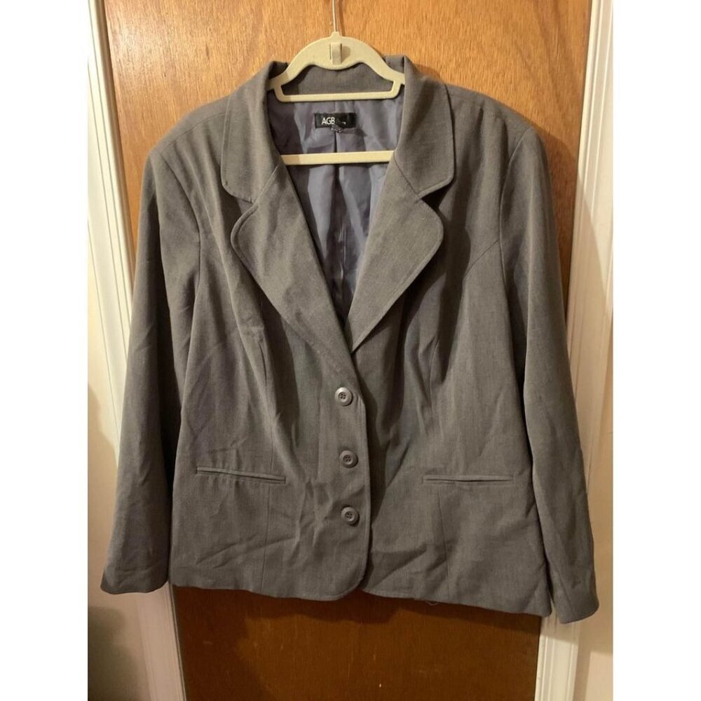 AGB Business Casual Blazer Suit Jacket Office Workwear Grey Plus Size 24W Women
